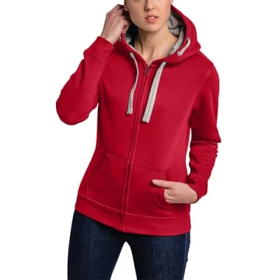 Afbeelding van Women&#039;s Hooded Jacket met ritssluiting Red M