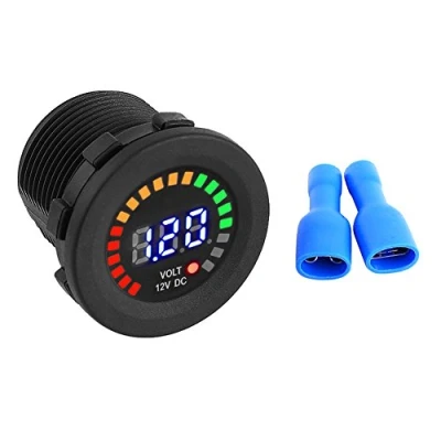 Afbeelding van Keenso 12V LED Digitale Display Voltmeter Waterdicht voor Boot Voertuig Marine Motorfiets Truck Atv Utv Auto Camper Caravan Ronde Panel