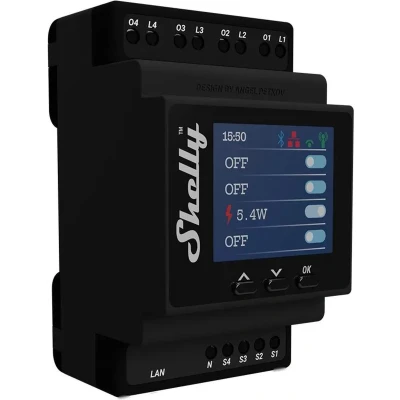 Afbeelding van Shelly 4Pro PM DIN railrelais Bluetooth, WiFi