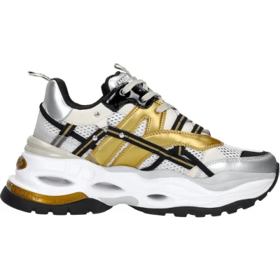 Afbeelding van Buffalo Triplet Hollow Vegan Sneakers laag, Dames, Maat: 38, Gold/silver/black Imitatieleer/ textiel