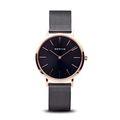 Afbeelding van Bering Classic Dames Analoog Kwartshorloge met Roestvrij Stalen Armband, 14134 166, Zwart
