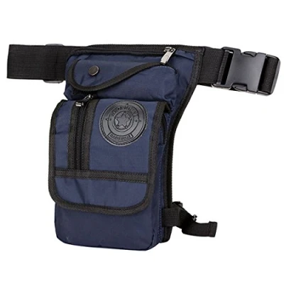Afbeelding van Xieben nylon beentas voor dames en heren, motorfiets, fiets, reis, outdoor, camping, wandelen, marineblauw