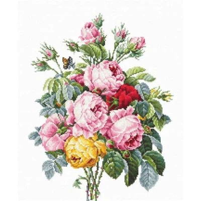 Afbeelding van Borduurpakket Luca s Roses BA2372 telpatroon om zelf te borduren
