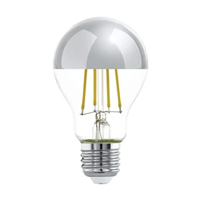 Afbeelding van EGLO E27 led lamp, spiegelkoplamp, zilver, verblindingsbescherming, 7,5 watt (komt overeen met 60 watt), 806 lumen, warm wit, 2700 Kelvin, Edison A60 Ø 6 cm