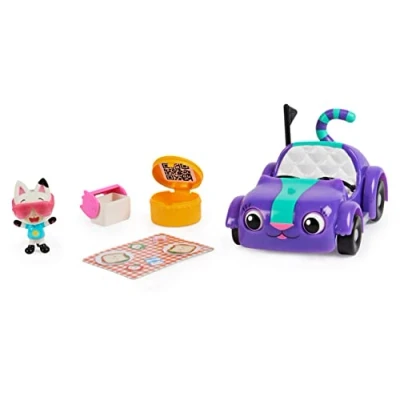 Image de Gabby Et La Maison Magique Gabby&#039;s Dollhouse Vehicule Chabriolette Véhicule Avec 1 Figurine 2 Accessoires Tiré Du Dessin Animé Jouet Enfant 3 Ans +