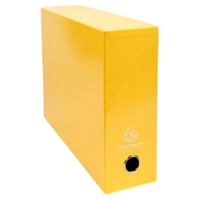 Afbeelding van Exacompta Ref. 89928E, 1 Iderama transferbox van gekleurd papier, rug 90 mm, metalen oog, voor A4 formaat, 25,5 x 34 9 cm, gele kleur, gemonteerd geleverd