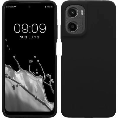 Afbeelding van kwmobile telefoonhoesje geschikt voor Motorola Moto G05 / E15 Hoesje met siliconen coating Smartphone case in zwart