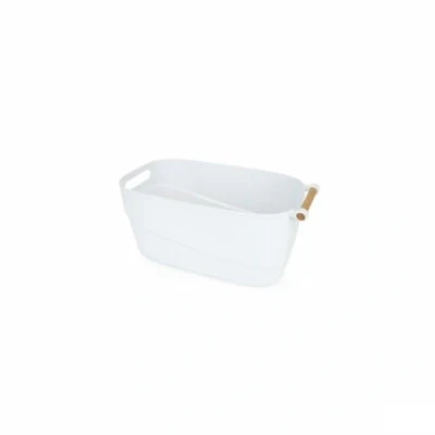 Afbeelding van Veelzijdige mand Confortime Plastic Wit Met handvatten Hout 27 x 14,5 12 cm (12 Stuks)