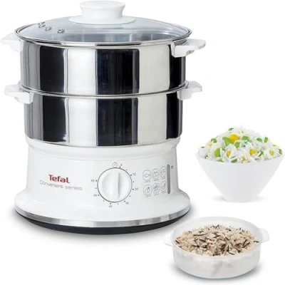 Image de Tefal Vc1451 Vapeur Convenient Series Inox Minuteur Avec Arrêt Automatique, Niveau D&#039;eau Visible, Capacité 6 L, Blanc