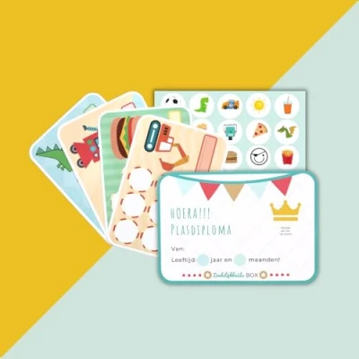 Afbeelding van Beloningssysteem Jongen Zindelijkheidstraining kind 20x beloningskaart 120 stickers Plasdiploma Beloningsstickers