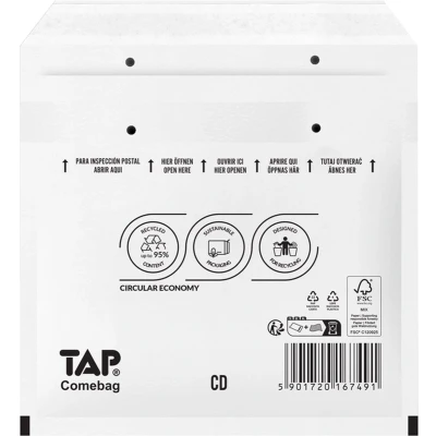 Afbeelding van Envelop TAP Comebag luchtkussen tbv CD 200x175mm 100 stuks