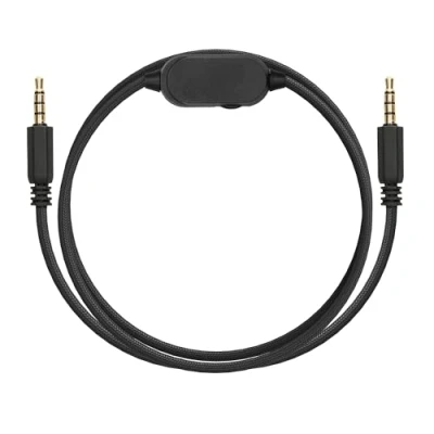 Afbeelding van kwmobile koptelefoonkabel geschikt voor Logitech G633 / G933 Reservekabel 100 cm Met microfoon en volumeregelaar 3,5 mm aansluiting