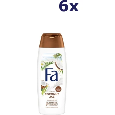 Afbeelding van Fa voedende douchegel met kokosmelk natuurlijk kokosnootextract en exotische geur van kokosmelk, 6 x 250 ml