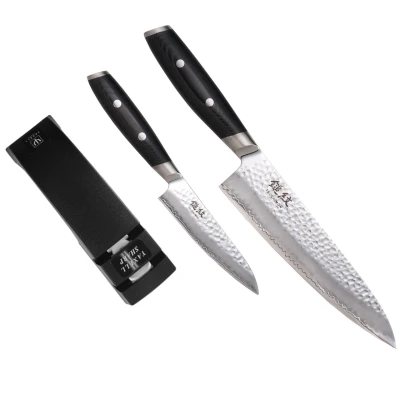 Afbeelding van Yaxell Japans Serie Tsuchimon Messenset met Slijper VG10 Staal 61 HRC 3 Lagen Damastst...