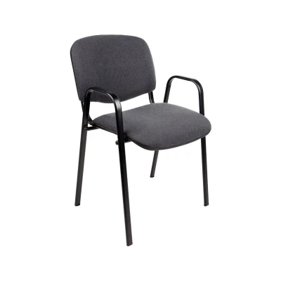 Afbeelding van Vergaderstoel of conferentiestoel basic zwart frame met armleuningen Antraciet stof