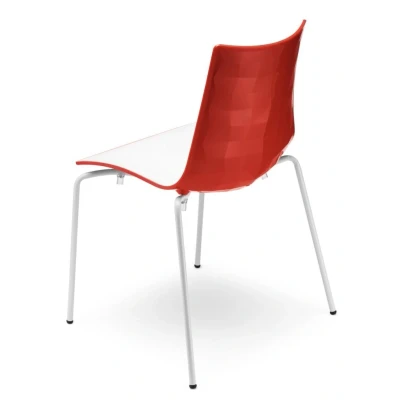 Afbeelding van Kantinestoelen Design Luisa Battaglia Rode kuip Wit frame
