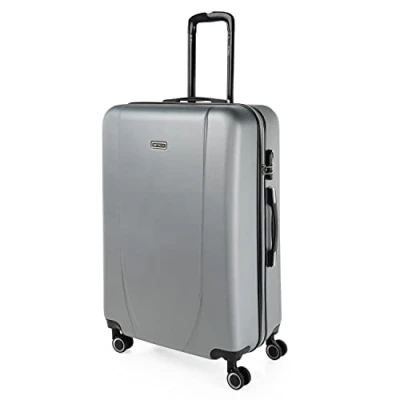 Afbeelding van ITACA trolley koffers, ABS Harde buitenbekleding, bestendig en licht. Telescopische handgreep, 2 handvatten, 4 wielen. Geïntegreerd slot. Lage kosten, klein, gemiddeld, groot, zilver.
