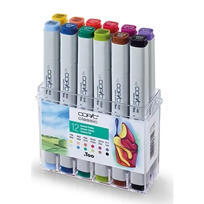 Afbeelding van Copic Classic Set 12 Kleuren Zomer Markers Stiften Voor Tekenen En Ontwerpen Professionele