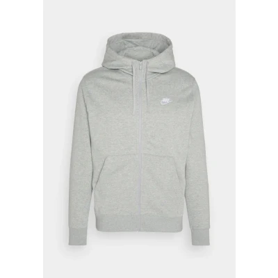 Afbeelding van Nike Sportswear CLUB Hoodie Sweater met rits, Heren, Maat: Small, Dark grey heather/matte silver/white