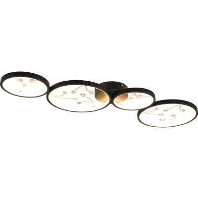 Afbeelding van Trio leuchten LED Plafondlamp Plafondverlichting 37W Warm Wit 3000K Dimbaar Rechthoek Zwart Aluminium