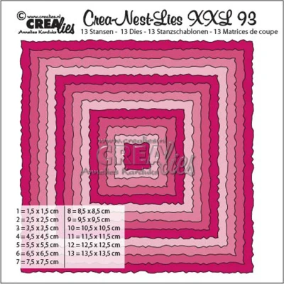 Afbeelding van Crealies Crea Nest Lies XXL no 93 Vierkanten met ruwe randen CLNestXXL93 135 x 135mm