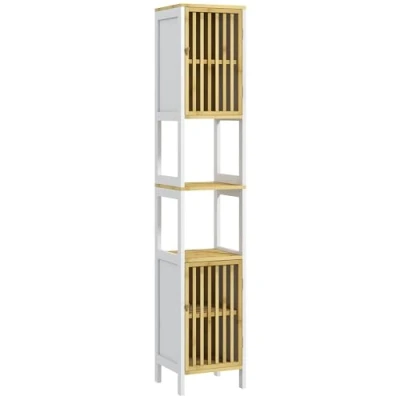 Afbeelding van HOMCOM Badkamermeubel, tweekleurig, afmetingen: 30 x 32 172 cm, 2 kasten met verstelbare plank + nissen