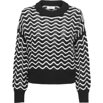 Afbeelding van JDY Jdyrita Short Structure Trui, Dames, Maat: Small, Black/cloud dancer