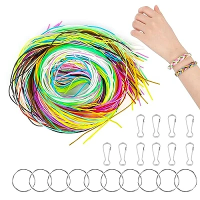 Afbeelding van Scooby DOO 200 stuks Playtastic Scoubidou String DIY strips voor het maken van sieraden in 20 kleuren, kunststof met sleutelringen en haken om te knutselen