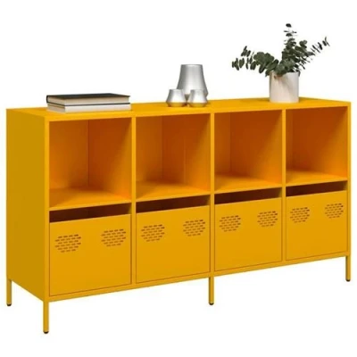 Afbeelding van vidaXL Dressoir 135x39x73,5 cm koudgewalst staal mosterdgeel