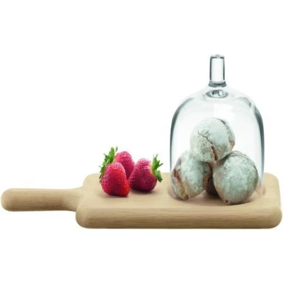 Afbeelding van LSA Paddle Serveerdome Met Houten Dienblad Transparant