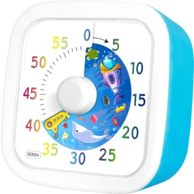 Afbeelding van Visuele timer voor kinderen, 60 minuten aftellen klaslokaal, kantoor, keuken, tijdmanagementgereedschap kinderen met stille werking, inclusief