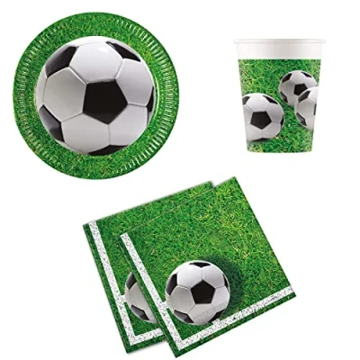 Afbeelding van Procos DY10273853 Voetbalpartyset klein, borden, servetten en bekers, tafeldecoratie, verjaardagsdecoratie