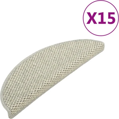 Afbeelding van Trapmatten zelfklevend 15 st sisal look 56x17x3 cm grijs