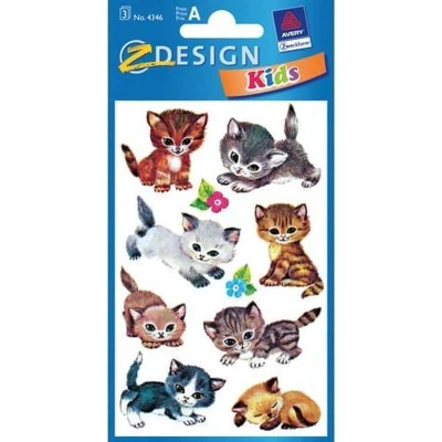 Afbeelding van Avery Av 4346 Papieretiket Z Design Kids Pakje A 3 Vel Katten