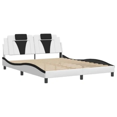 Afbeelding van vidaXL Bedframe &quot;Viana&quot; met LED zonder matras kunstleer wit en zwart 160x200 cm
