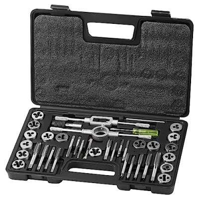 Image de VEVOR Coffret Tarauds et Filières 40 Pièces M3 M12 Kit de Taraudage Filetage Métrique en Acier Résistant Mallette Transport Outils pour Tarauder Fileter Construction Réparation Auto Plomberie