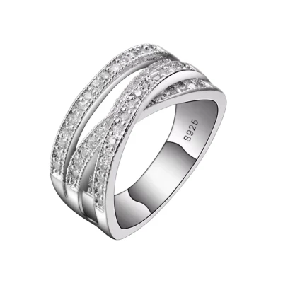 Afbeelding van luxe Dames Ring 925 Sterling Zilver Kleur met Zirkonia