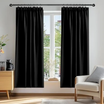 Afbeelding van Deconovo 2 gordijnen voor ramen, woonkamer, thermisch, tegen kou, ondoorzichtig, eetkamer, plooiband, gordijn, hitte, keuken, 107 x 242 cm, binnen huis, slaapkamer, Halloween