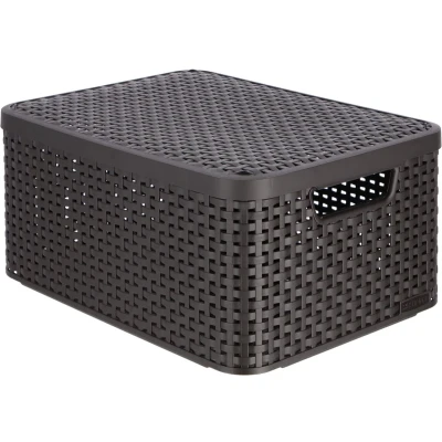 Afbeelding van Curver Style Opbergmand M met Deksel L 39,3 x B 29,3 H 18,7 cm Bruin