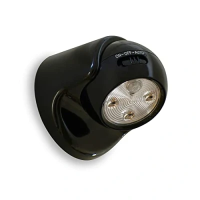 Afbeelding van Auraglow Afneembare draadloze led veiligheidslamp met bewegingsmelder op batterijen (zwart, zonder batterijen)