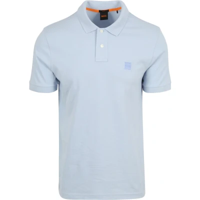 Afbeelding van BOSS Passenger Polo Lichtblauw maat 4XL heren met Slim fit Pasvorm Stretch Suitable Herenkleding Poloshirt