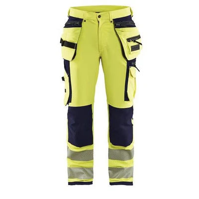 Image de Pantalon stretch 4D haute visibilité jaune fluorescent/marine