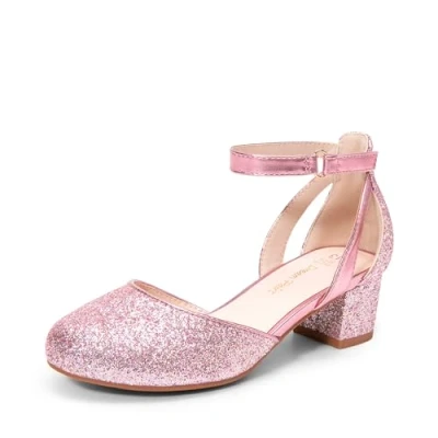 Afbeelding van DREAM PAIRS Mary Jane ballerina&#039;s voor meisjes met blokhak, comfortabel, feest, avond, KKUMPU2501, Roze