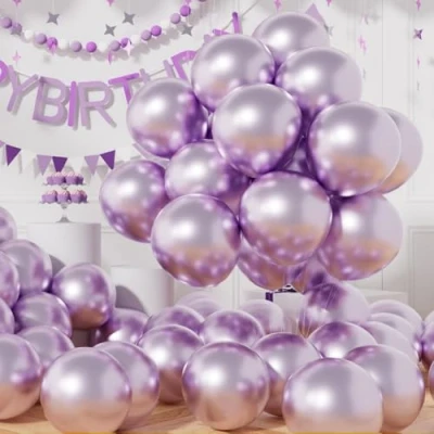 Afbeelding van AULE ballonnen 30,5 cm, 50 stuks lila metallic latex voor babyshower, geslachtsonthulling, Valentijnsdag, bruiloft, verjaardag