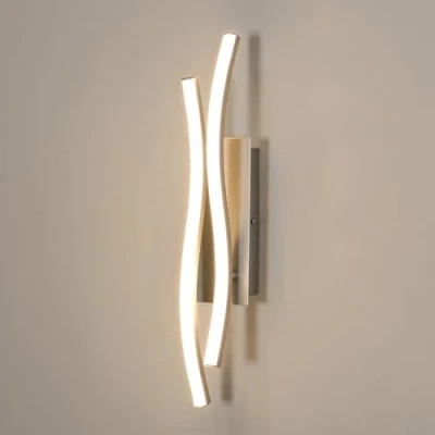 Afbeelding van Comely LED intérieur Applique confortable, 14W 1575LM lampe murale moderne pour l&#039;intérieur, la chambre à coucher, lumière chaude 3000K, argent, 41cm