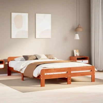 Afbeelding van vidaXL Bedframe zonder matras massief grenenhout wasbruin 150x200 cm