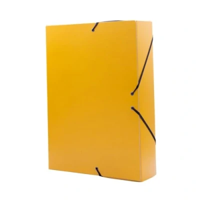 Afbeelding van Raylu Paper Mat projectmap DIN A4 met 7 cm rug, map van stevig karton en rubberen sluiting voor school of kantoorprojecten, ordner maat 34 x 24 (geel)