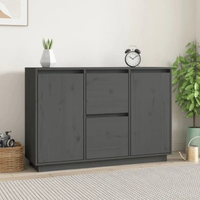 Afbeelding van Dressoir 111x34x75 cm massief grenenhout grijs