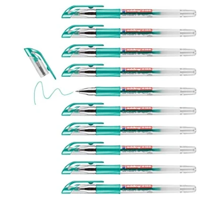 Afbeelding van edding 2185 Gel roller, metallic groen, 10 pennen, 0,7 mm, om te schrijven, voor mandala&#039;s, bullet journals, gelrollers, rollerbalpen