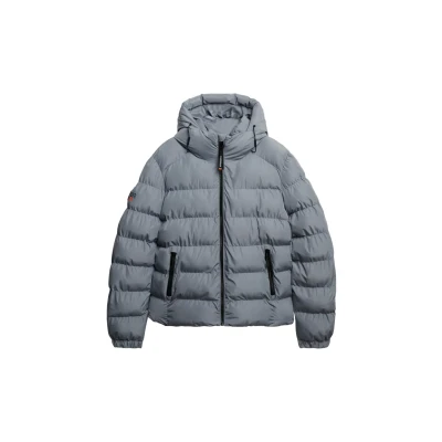 Afbeelding van Superdry Hooded Sports Puffer Winterjas, Heren, Maat: XL, Washed denim